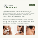 Ulasan pelanggan terverifikasi bintang 5 memuji kapsul Treelogy karena kemurnian dan manfaat kesehatannya lintas generasi.